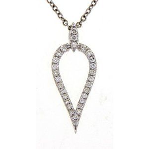 Real Diamond Leaf Style Elegant Pendant White Gold